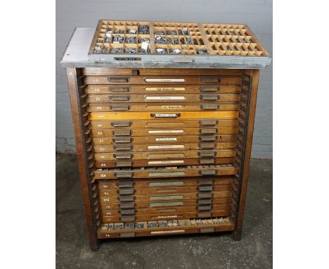 Vintage Oak Printing Chest, Having a later top, With ten drawers enclosing accessories, 127cm high, 94cm wide, 74cm deep&nbsp
