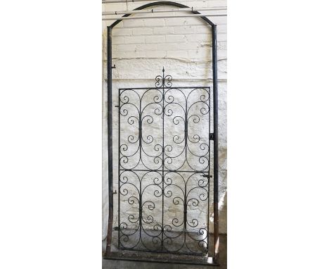 Architectural &amp; Salvage Interest, Antique Wrought Iron Scrolled Gate, 210cm high, 106cm wide, With original Iron frame, O