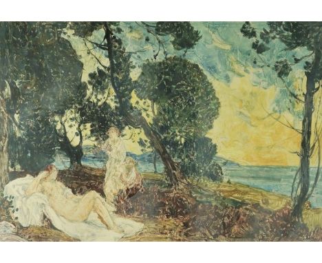 French School Lithograph, Signed indistinctly in pencil, Dated 1935, 33cm x 47.5cm