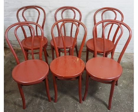 Set of Six Vintage French Painted Bentwood Cafe Chairs, 90cm high (6)