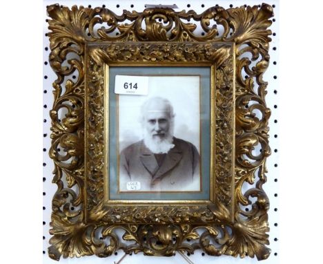 Two Victorian portrait photgraphs in ornate gilt frames, lagest 32 x 27 cm 