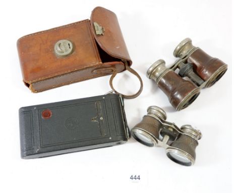 An Eastman Kodak No 1 Pocket Camera and two pairs of opera glasses 