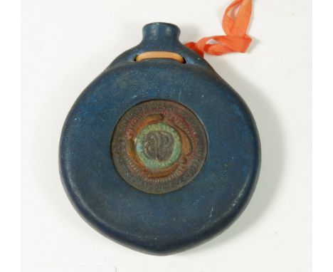 A Mary Seton Watts Compton Pottery Pilgrim Bottle with ribbon 