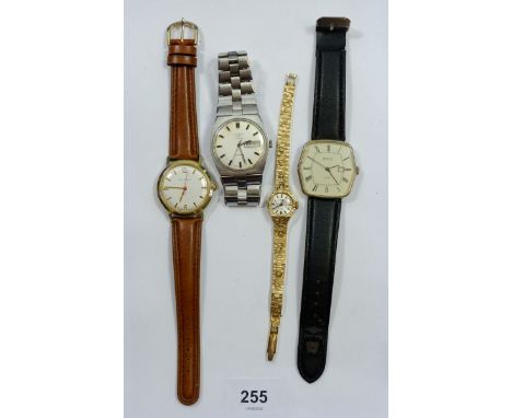 A vintage Automatic Rotary gentlemans wrist watch, day/date, a Montine watch and two other mechanical watches 