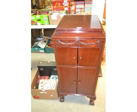 A floorstanding mahogany Natural Tone gramophone cabinet, retailed by William Whiteley Ltd, London, a Stroboscope 50 78rpm tu