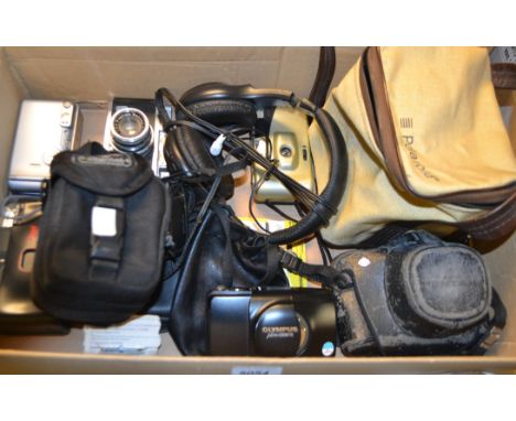Photographic Equipment - a Pentax MV camera; a Halina 35mm camera; an Olympus Mju 200mm all weather camera; an Olympus Camedi
