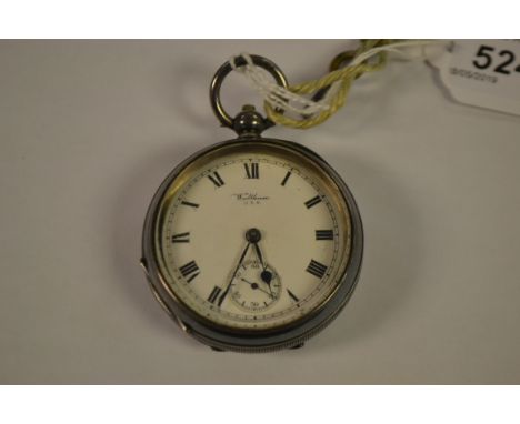 A George V Waltham silver open face pocket watch,white enamel dial, bold Roman numerals, minute track, subsidiary seconds, bl