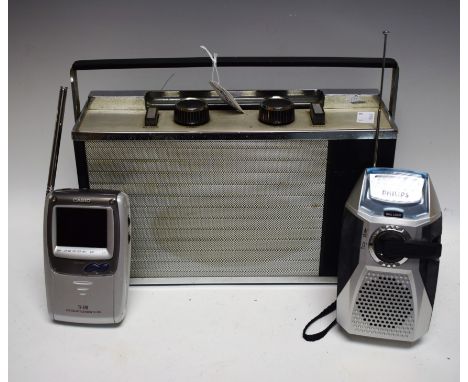 A Discatron record player; Philips wind up radio A1000; a Casio TV-970D portable television (3)