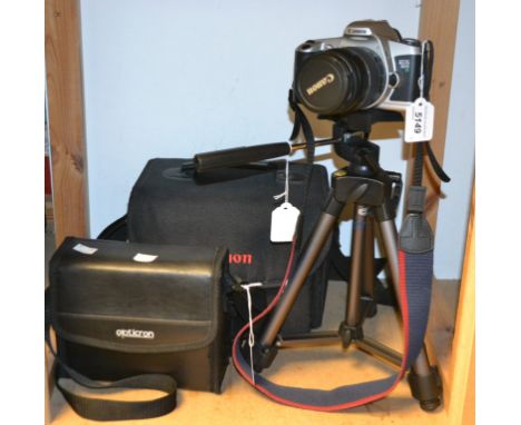 Cameras - a Canon EOS500N electric wind SLR  camera, 28-80mm and 80-200mm zoom lenses, filters, etc; Opticron 10 x 42 binocul