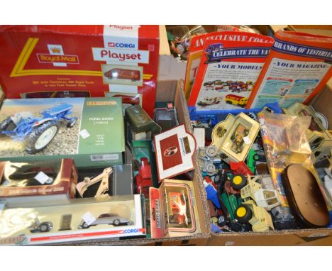 Die-Cast Vehicles - a Universal Hobbies 1:16 scale model of a tractor, Ford 5000, boxed; a Corgi Royal Mail set, boxed; Lledo