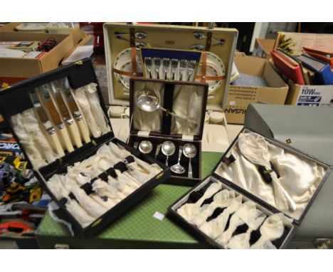 A mid 20th century Sirram picnic set; another similar Brexton set; a quantity of boxed flatware