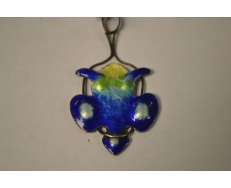 An Art Nouveau silver and enamel pendant, marked W