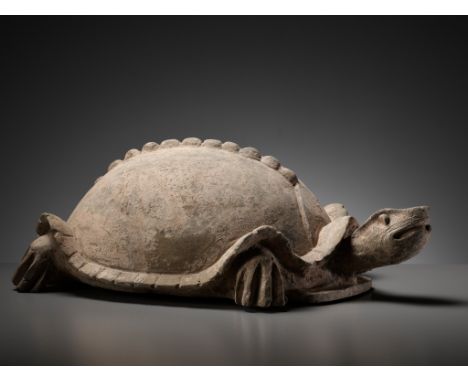 A LARGE GREY POTTERY FIGURE OF A TORTOISE, HAN DYNASTYScientific Analysis Report: A thermoluminescence analysis report issued