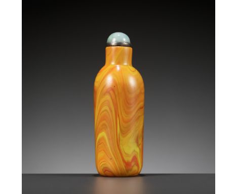 AN IMPERIAL 'REALGAR' GLASS SNUFF BOTTLE, ATTRIBUTED TO THE PALACE WORKSHOPS, QIANLONG MARK AND PERIODChina, Beijing, 1736-17