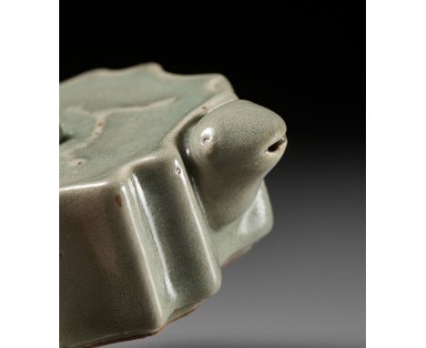 A CELADON-GLAZED BRACKET-LOBED 'TURTLE' WATER DROPPER, JOSEON DYNASTYKorea, 19th century. Well modeled with the head of a tur