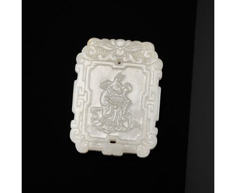 A WHITE JADE 'RABBIT' ZODIAC PENDANT, CHINA, 18TH CENTURYExpert's note: The quality of the stone and the workmanship on this 