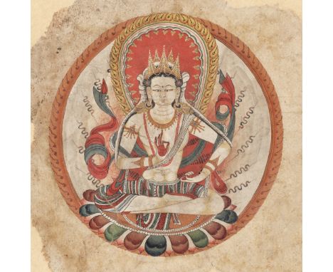 A FINE PAINTING OF A BODHISATTVA OF THE DIAMOND REALM, TABO STYLE, 10TH CENTURYExpert's note: The present lot was once a part