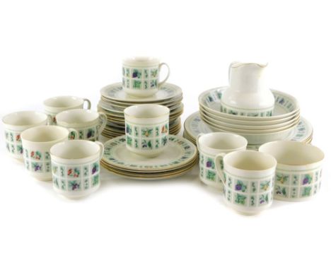 A Royal Doulton tapestry pattern part tea and dinner service, to include dinner plates, side plates etc.