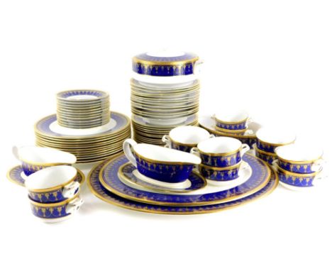 A Royal Worcester Imperial pattern part dinner and tea service, to include tureen cover, two oval meat dishes, a serving dish