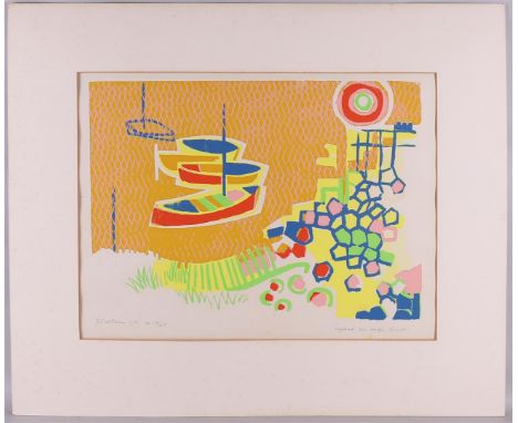 Baan van der, Jan Lucas (Groningen 1912-1990) "Sun, boats and basalt", signed in full in pencil l.o and 1974, silkscreen/pape