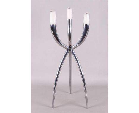 A cast three-light design candlestick, design: Philippi Copic, h 40 cm.