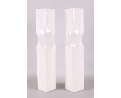 A pair of white glazed porcelain vases, design: Jeroen Bechtold, 1981. Execution: Rosenthal/ Germany, marked: Rosenthal mark 