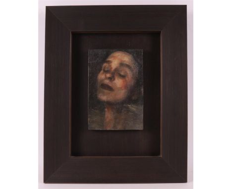 Charlton, Candace (1968) "Portrait III", signed in full right, oil paint/panel, h 20 x w 14 cm (provenance; collection galler