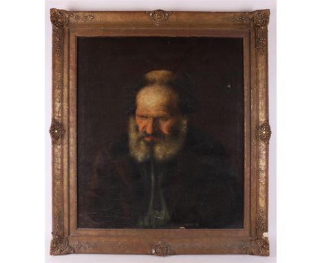 Dutch school 19th century "Portrait of an old man", oil on canvas, h 70 x w 62 cm (hole in the canvas).