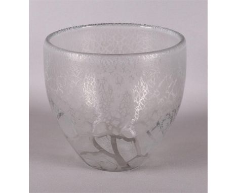 A glass serica vase no. 67, with white tin crackle, design: A.D.Copier, 1940 -1942 Execution: Glass Factory Leerdam, marked w