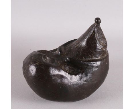 A brown patinated bronze hedgehog, signed with monogam 'RO' (= R Otter), h 14.5 x l 17 cm.