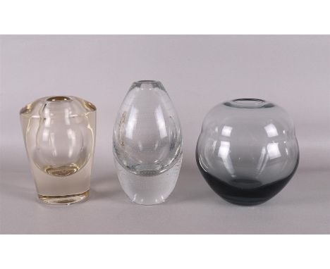 A clear glass thick-walled vase, design: A.D.Copier, 1936, executed by: Glass Factory Leerdam, marked with etching mark 'CL' 