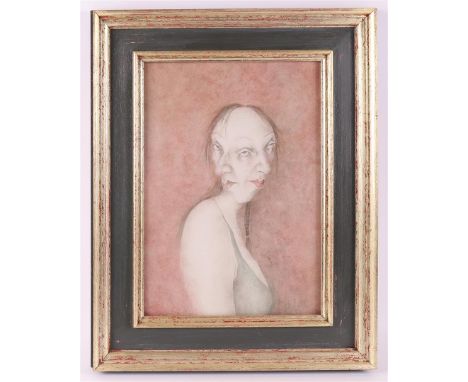 Schroor, Hester (Groningen 1960) "Double portrait", 1996, signed in full in pencil l.r. and '96, egg tempera/gold leaf/cardbo