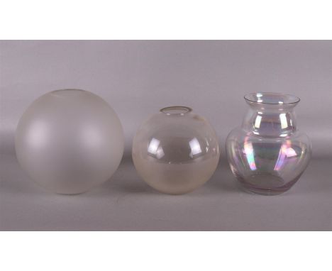 Three various clear glass vases, including frosted and half frosted, all designed by: A.D. Copier, ca. 1930. Executed by: Gla