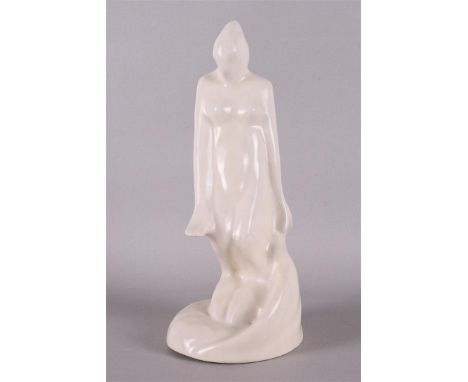 A white glazed earthenware 'Menade', sculpture of a woman, design: Hildo Krop (1884-1970), execution: Eskaf, Steenwijk, ca. 1
