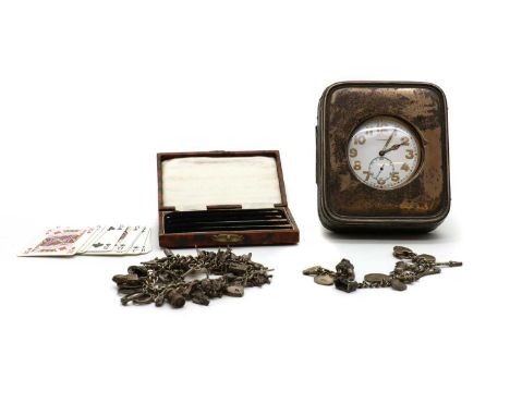 A silver-plated farmers pocket watch,20th century, Voortrekker, the white enamel dial with minute track and subsidiary second