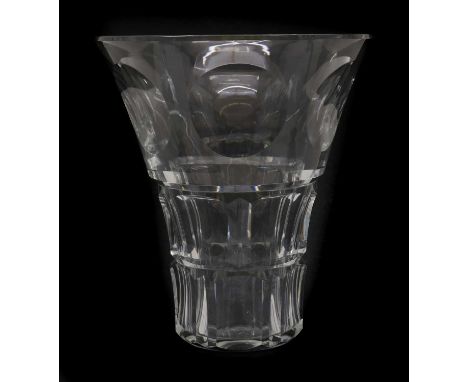 A Baccarat cut glass vase, 20th century, of tapering form, etched mark, 25.5cm highCondition ReportSome nibbles to the edge o