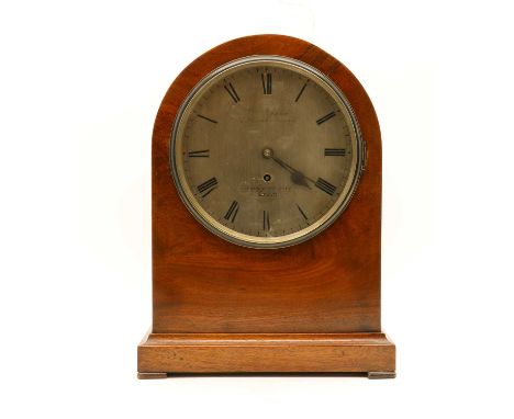 A walnut domed bracket timepiece,19th century, the silvered dial inscribed 'W. Johnson 4 Hercules Passage Stock Exchange Lond
