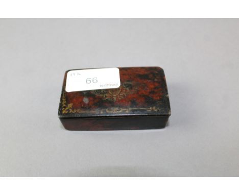 Papier mache faux tortoiseshell snuff box