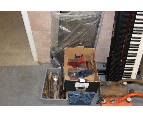 Metal toolboxes with tools & two vices