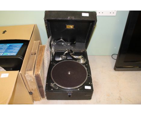 HMV record player & 78's
