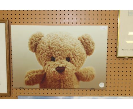 Teddy bear print on wooden frame