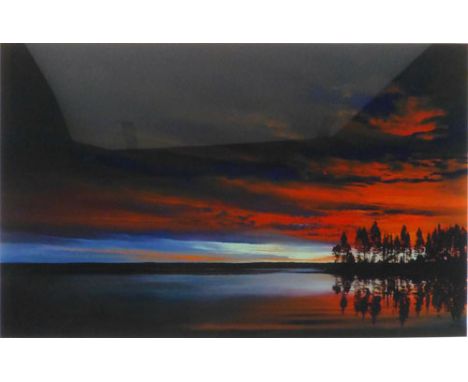 Richard Rowan (b. 1974),
'The Island Awaits',
signed and numbered 21/95,
silkscreen on glass,
42 x 90 cm (image)