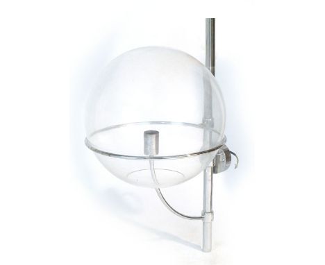 Vico Magistretti for Oluce, a 'Lydon' wall mounted light, the spherical glass shade supported by a chromed frame
 CONDITION R