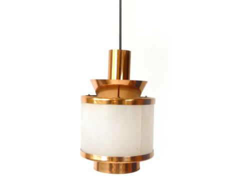 A 1970's copper coloured and clear perspex ceiling light of lantern form
 CONDITION REPORT: Working order unknown, may requir