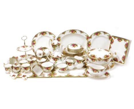 A Royal Albert porcelain Old Country Roses pattern part dinner, tea and coffee service, seconds, comprising vegetable tureen 