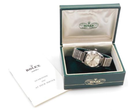 A Rolex gentleman's stainless steel cased Oyster Perpetual Air King wristwatch, circular silvered dial, centre seconds, model