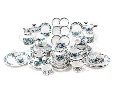 A Midwinter pottery Spanish Garden pattern dinner, tea and coffee service, including oval meat platters, dinner, dessert and 