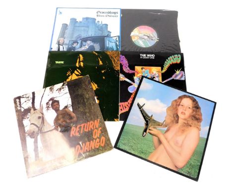 Six LP albums, comprising Pink Floyd Wish You Were Here, Ground Hogs Blues Obituary, The Who A Quick One, Taste, The Upsetter