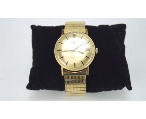 A vintage gents Rotary manual wind wristwatch, the polished dial with gilt batons denoting hours, date aperature at the quart