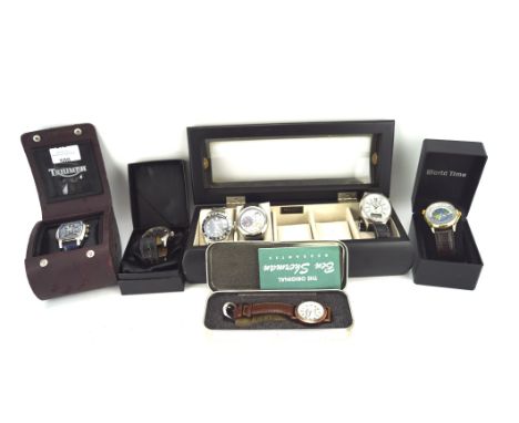 Seven gents wristwatches, to include a Triumph 5 ATM chronograph with blue dial, Gianni Sabatini automatic, etc